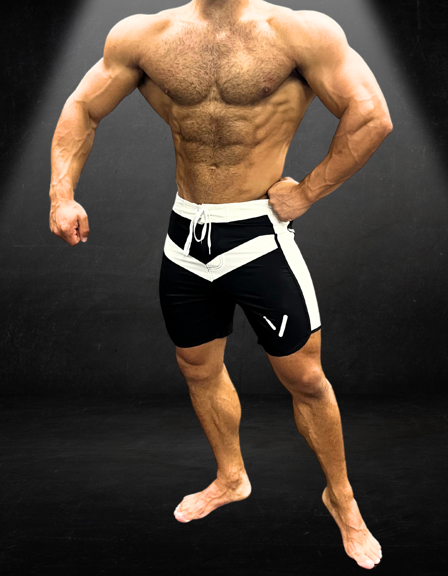 BLACK & WHITE MEN'S PHYSIQUE SHORTS