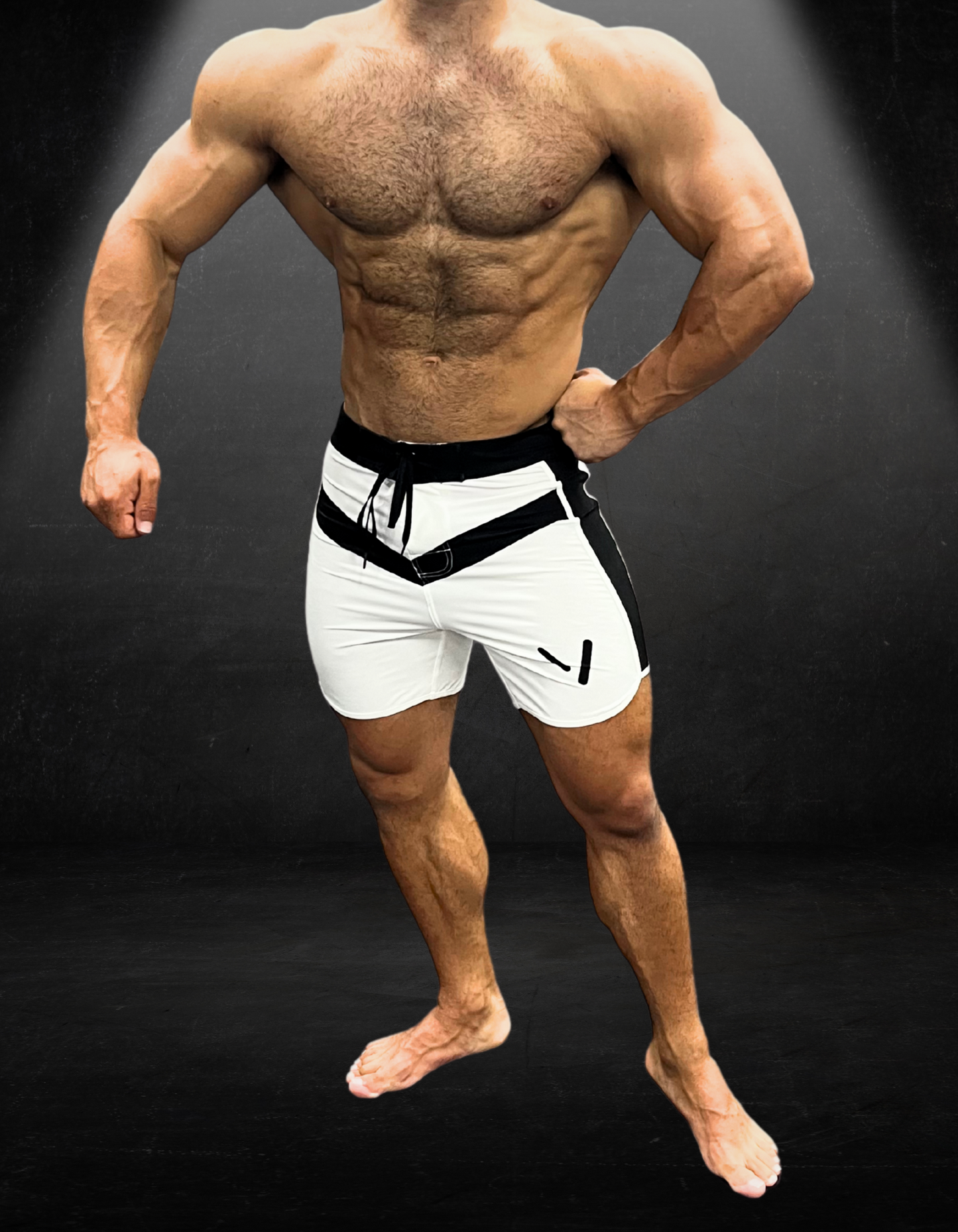 WHITE & BLACK MEN'S PHYSIQUE SHORTS