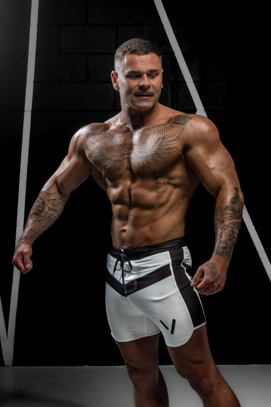 WHITE & BLACK MEN'S PHYSIQUE SHORTS